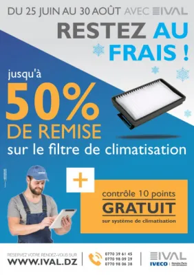 Restez au frais avec IVAL, remise sur le filtre de climatisation