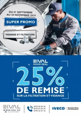 IVAL : Remise sur les filtrations et les vidanges jusqu’au 30 novembre