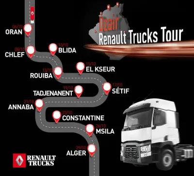 Renault Trucks Al-Djazair organise le Dzair Renaults Trucks Tour du 6 au 29 octobre.