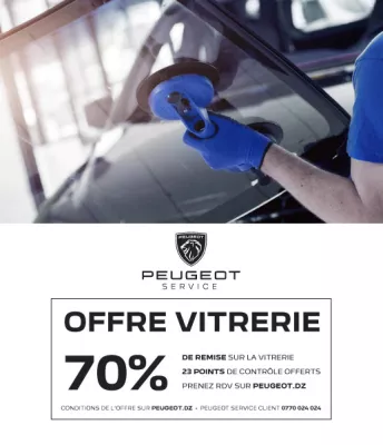 Peugeot Algérie : jusqu&#039;à 70 % de remise sur la vitrerie