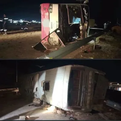 6 وفيات و 31 جريح اثر إنحراف وانقلاب حافلة لنقل المسافرين  بولاية النعامة