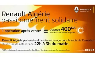 Renault Algérie verse 400 da au croissant rouge pour chaque opération SAV dans ces ateliers