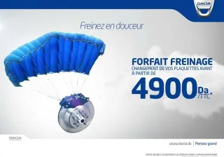 Dacia Algérie : Forfait freinage à partir de 4900 da