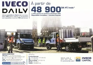 Ival/ Iveco : Le Daily châssis Cabine est disponible en livraison rapide, à partir de 48 900 da/mois
