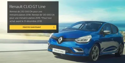 Renault Agérie : La Clio GTline disponible avec immatriculation 2019 et 120.000 da de remise