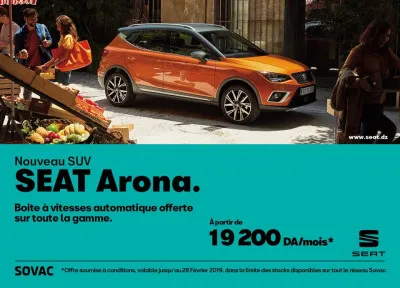 SOVAC / SEAT : La Seat Arona à partir de 19.200 Da/Mois
