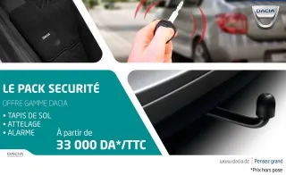 داسيا الجزائر تقترح حزمة أمان بـ 33.000 دج شامل كل الرسوم