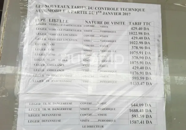 المراقبة التقنية للسيارات: الأسعار الجديدة المطبقة ابتداء من الفاتح جانفي 2017