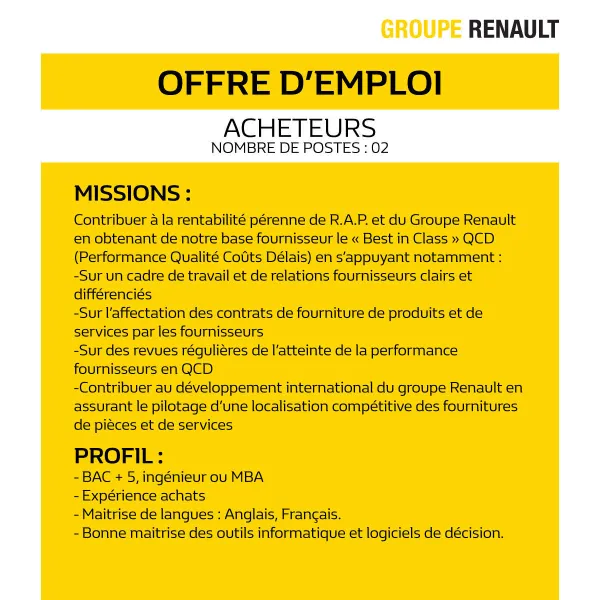 Renault Algérie recrute pour son usine d'Oran