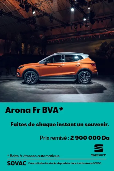 Seat ARONA FR BVA au prix remisé de 2.900.000 DZD
