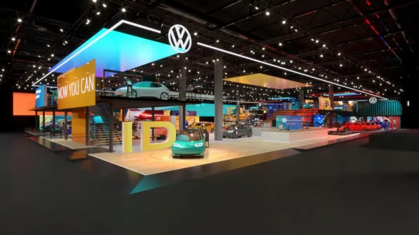 Volkswagen  تكشف عن شعارها الجديد خلال فعاليت معرض فرانكفورت للسيارات