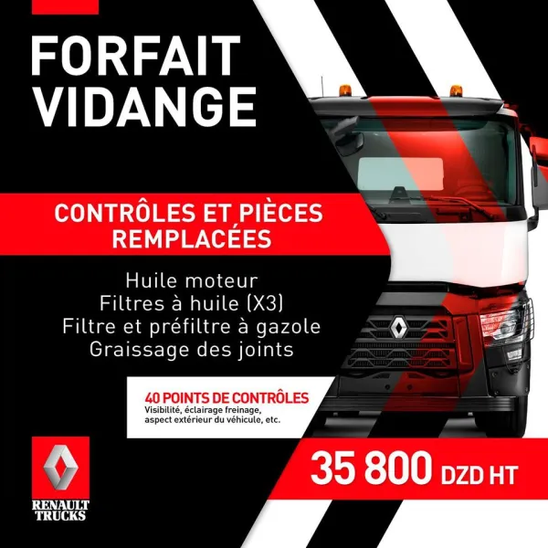 Renault Trucks El-Djazair affiche le forfait vidange à 35 800 DZD