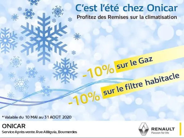 خدمات ما بعد البيع : عرض خاص بنظام التكييف عند Renault Onicar