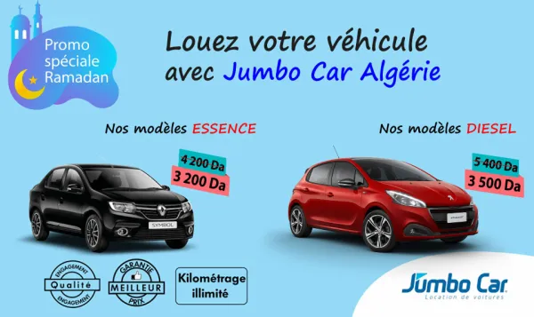 Transport : Promotion Ramadhan sur la location de voitures chez Jumbo Car Algérie