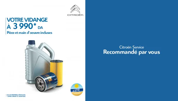 SAV : Offres « Eté Citroën », la vidange à 3 990 DZD