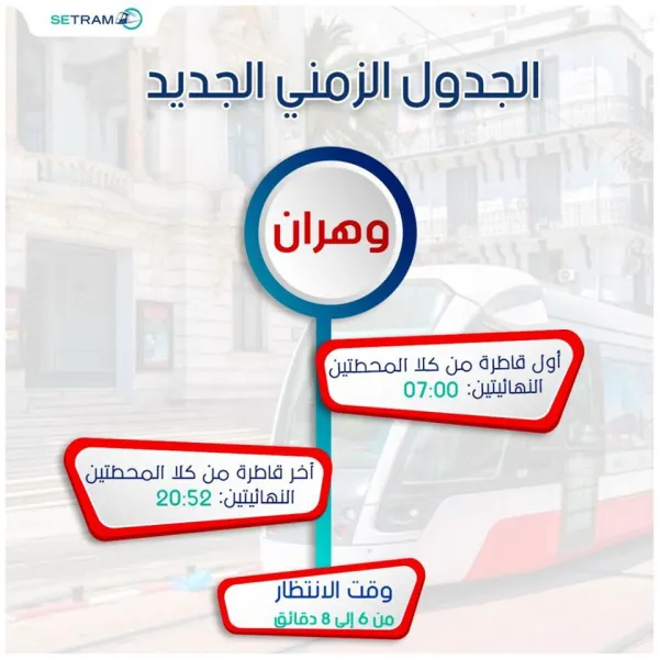 Setram : Actualisation des horaires des Tramways de Ouargla, Oran, Constantine et Sidi Bel Abbes
