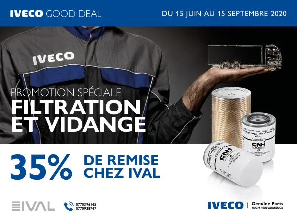 SAV : Prolongation de la réduction de 35% sur la vidange et filtration chez Iveco Algérie