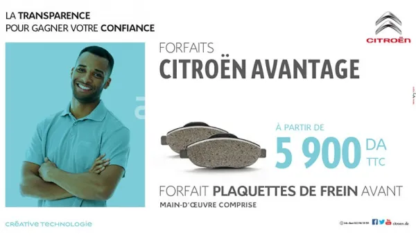 Citroën Algérie : Forfait freinage à partir de 5900 da TTC