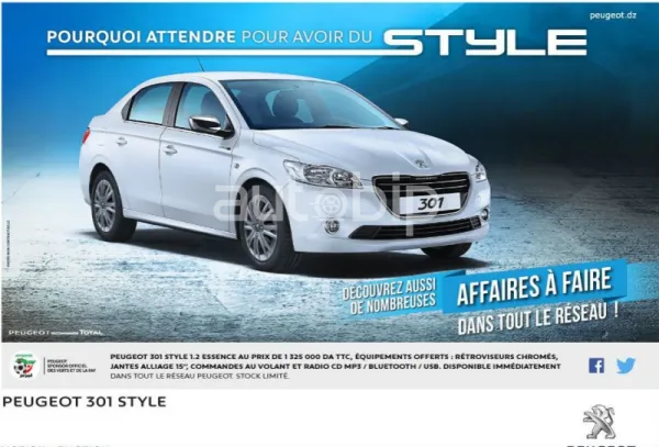 Peugeot Algérie : Retour de la 301 Style