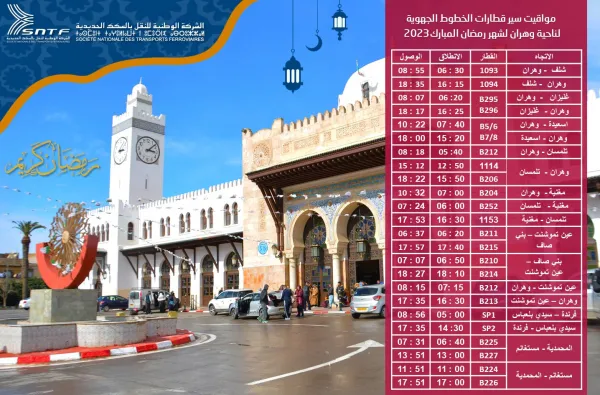 Transport ferroviaire: changement des horaires de circulation des trains durant le Ramadan