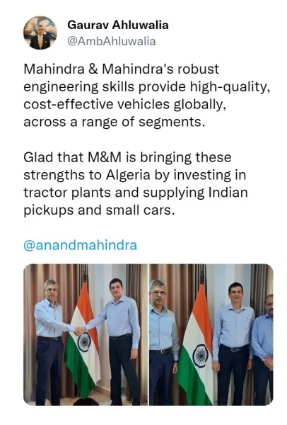 Mahindra prévoit d'investir dans des usines de tracteurs en Algérie et d'importer des véhicules