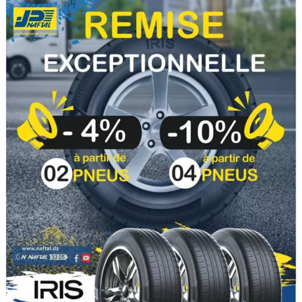 Naftal: 10 % de remise sur les pneus Iris