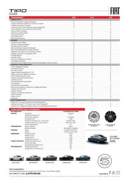 La Fiat Tipo Sedan 1.4 à partir de 2.699.000 DA