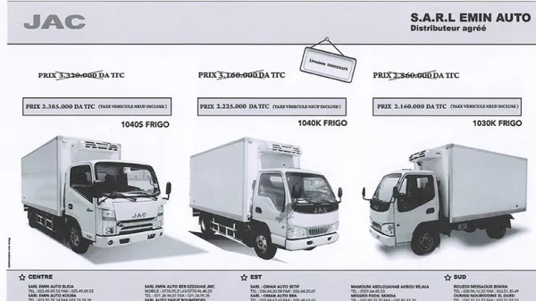 Emin Auto : Remises importantes sur les camions frigo JMC et JAC