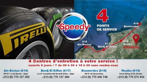 SPEEDY ALGERIE : Offre sur les pneus Pirelli