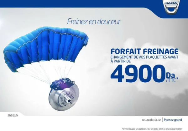 Dacia Algérie : Forfait freinage à partir de 4900 da