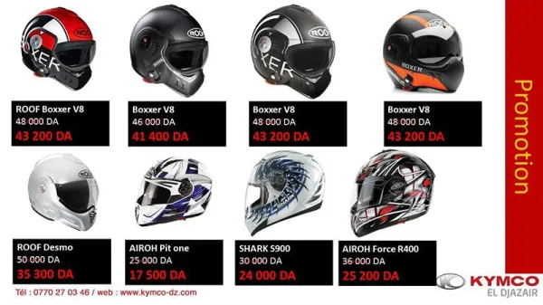 Kymco Algérie : -30% sur tous les modèles de casques 