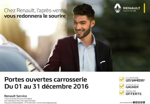 Renault Algérie : journées portes ouvertes carrosserie jusqu'au 31 décembre