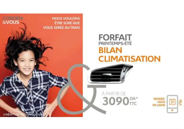 Citroën Algérie : Forfait bilan climatisation à partir de 3090 da TTC