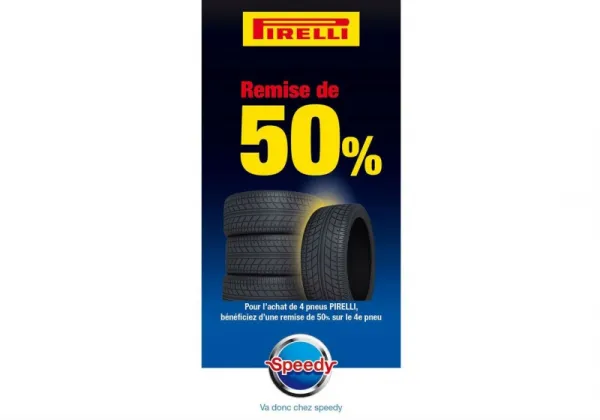 Speedy Algérie : 50% de remise sur le 4éme pneu Pirelli achetée