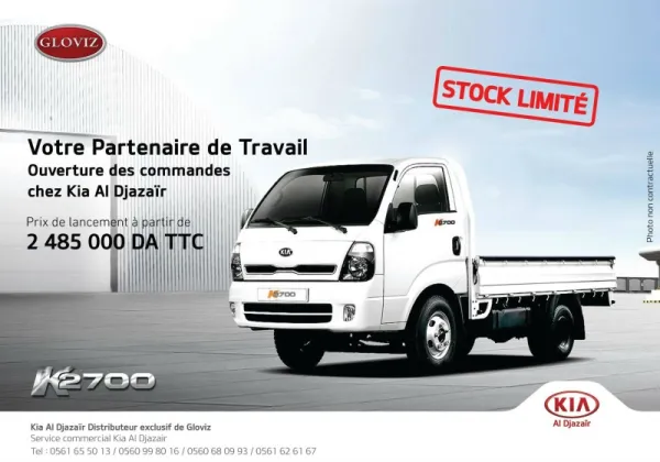 Le Kia K2700 à 2 485 000 da TTC chez Kia El djazair