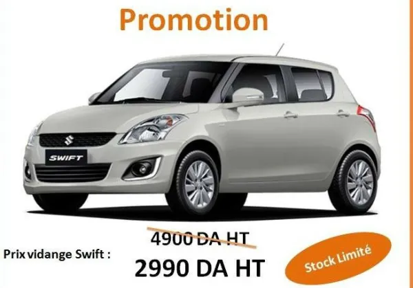 Elsecom/ Suzuki Algérie : Promotion sur le forfait vidange de la Swift