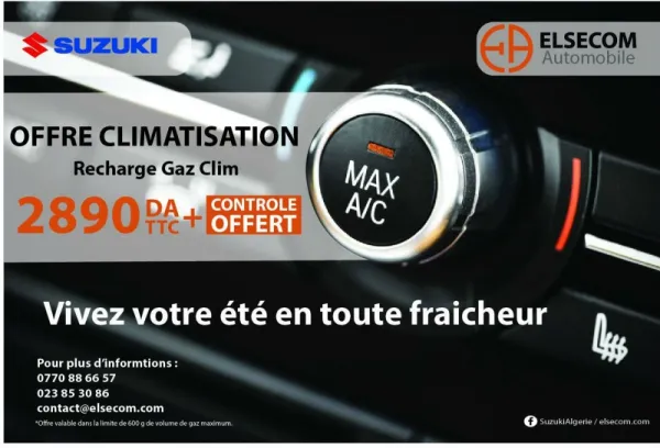 Elsecom / Suzuki : Offre climatisation à 2890 da TTC