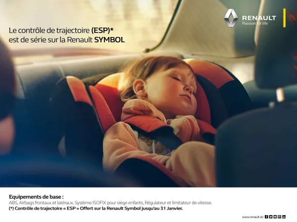 Renault Algérie : l'ESP offert sur les Symbol et Sandero Stepway MIB durant le mois de janvier