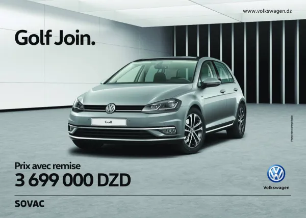 SOVAC / Volkswagen : la GOLF JOIN disponile à 3.699.000 Da (remise de 100.000 da)